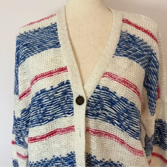 Vintage Abercrombie & Fitch Striped Blue, Pink and White Women's Sweater Size S - Picture 4 of 10